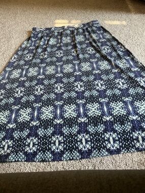 Roz & Ali Navy& Purple print Maxi skirt 2X